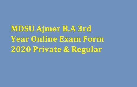 MDSU BA 3rd Year Online Exam Form 2022