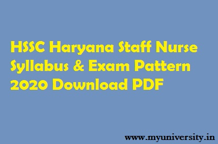 HSSC Staff Nurse Syllabus 2020 PDF
