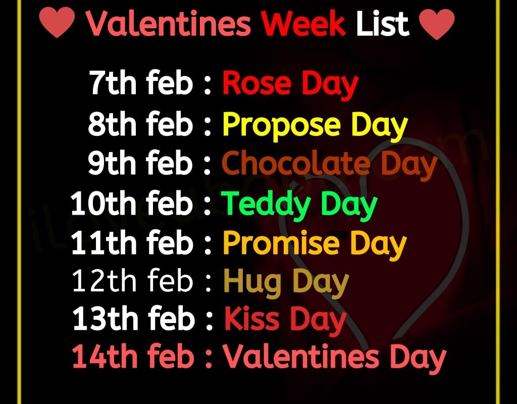 Happy Valentine's week Date Sheet Pictures 2022