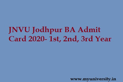 JNVU Jodhpur BA Admit Card 2020