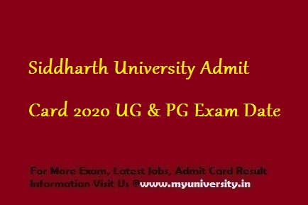 Siddharth University Admit Card 2020