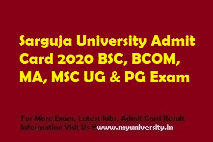 Sarguja University Admit card 2020