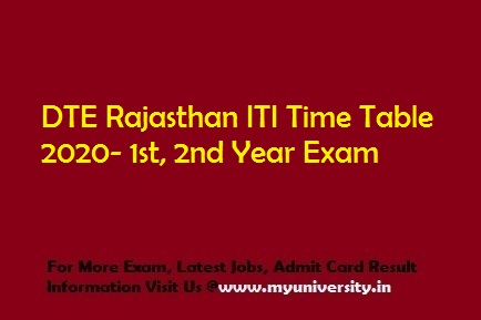 DTE Rajasthan ITI Time Table 2020- 1st, 2nd Year