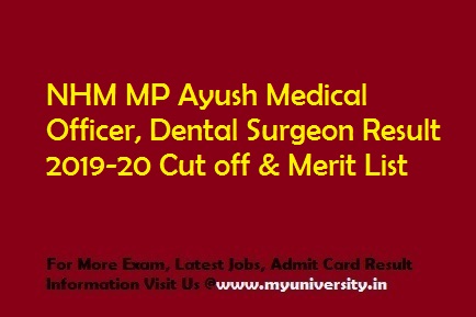 NHM MP Ayush Medical Officer Result 2019