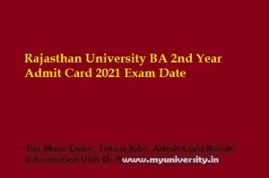 Rajasthan University BA 2nd Year Admit Card 2021