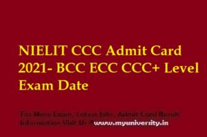 NIELIT CCC Admit Card 2021