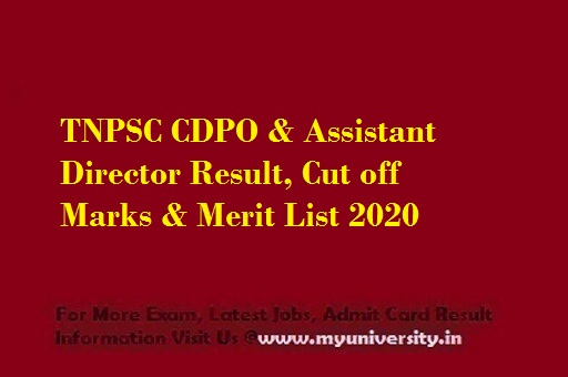 Tamil Nadu PSC CDPO & Asst Director Result, Cut off & Merit List 2020