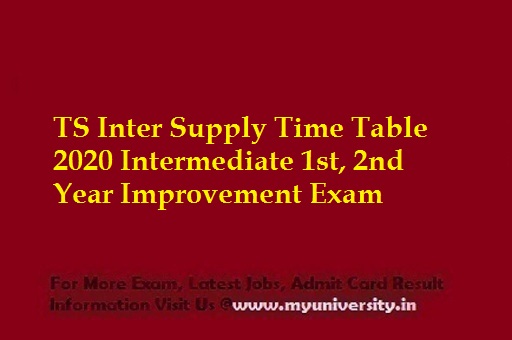 TS Inter Supply Time Table 2020 