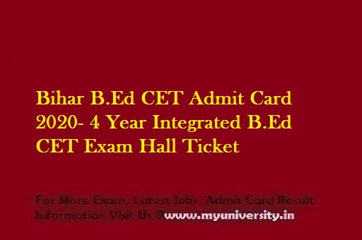 Bihar BEd CET Admit Card 2020