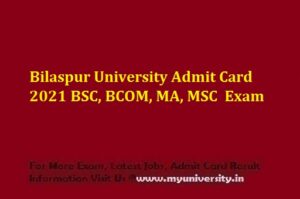 Bilaspur University Admit Card 2021
