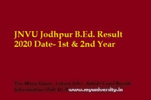 JNVU Jodhpur B.Ed. Result 2020 