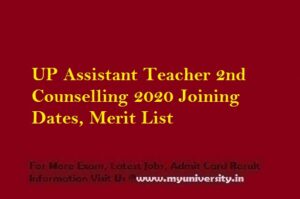UP Assistant Teacher 2nd Counselling 2020 Joining Dates