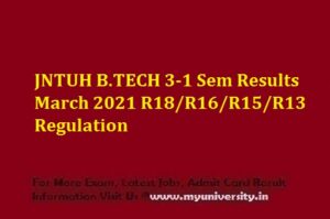 JNTUH B.TECH 3-1 Sem Results Feb 2022