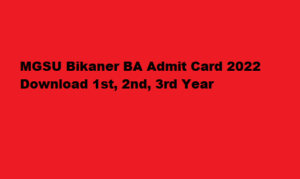 MGSU BA Admit Card 2022- 1st, 2nd, 3rd Year at www.univindia.net