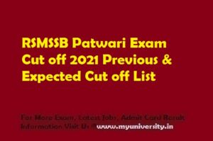 RSMSSB Patwari Cut off Marks 2021 