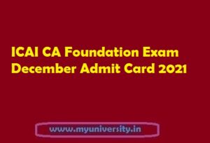 CA Foundation December Admit Card 2021 Download