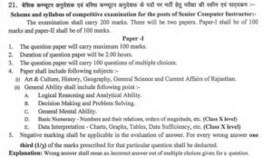 RSMSSB Computer Teacher Syllabus 2022 PDF Hindi