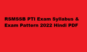 RSMSSB PTI Syllabus 2022 Rajasthan PTI Exam Pattern Hindi PDF 