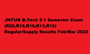 JNTUK B.Tech 2-1 Sem (R20,R19,R16,R13,R10) Regular/Supply Results Feb/Mar 2022 