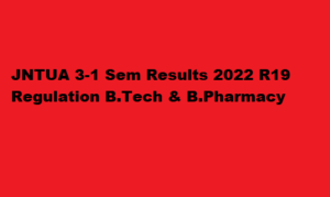 JNTUA 3-1 Sem Results 2022 R19 Regulation B.Tech & B.Pharmacy at jntuaresults.ac.in