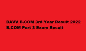 DAVV BCOM 3rd Year Result 2022 Part 3 Result at davv.mponline.gov.in