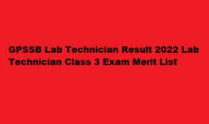 GPSSB Lab Technician Result 2022 gpssb.gujarat.gov.in Lab Technician Class 3 Exam Merit List