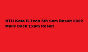 Esuvidha.info RTU Kota BTech 5th Sem Result 2022 Main/ Back Exam Result 