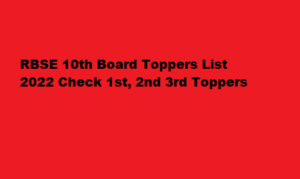 RBSE 10th Board Toppers List 2022 Check 1st, 2nd 3rd Toppers Name rajresults.nic.in