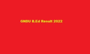 gndu.ac.in BEd Result 2022 GNDU Result Link