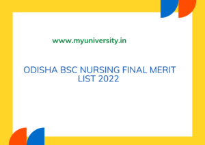 Odisha BSC Nursing Final Merit List 2022 dohodisha.nic.in Nursing Final Merit List