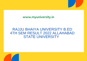 Rajju Bhaiya University BEd 4th Sem Result 2023 Allahabad State University BEd 4th Sem Result