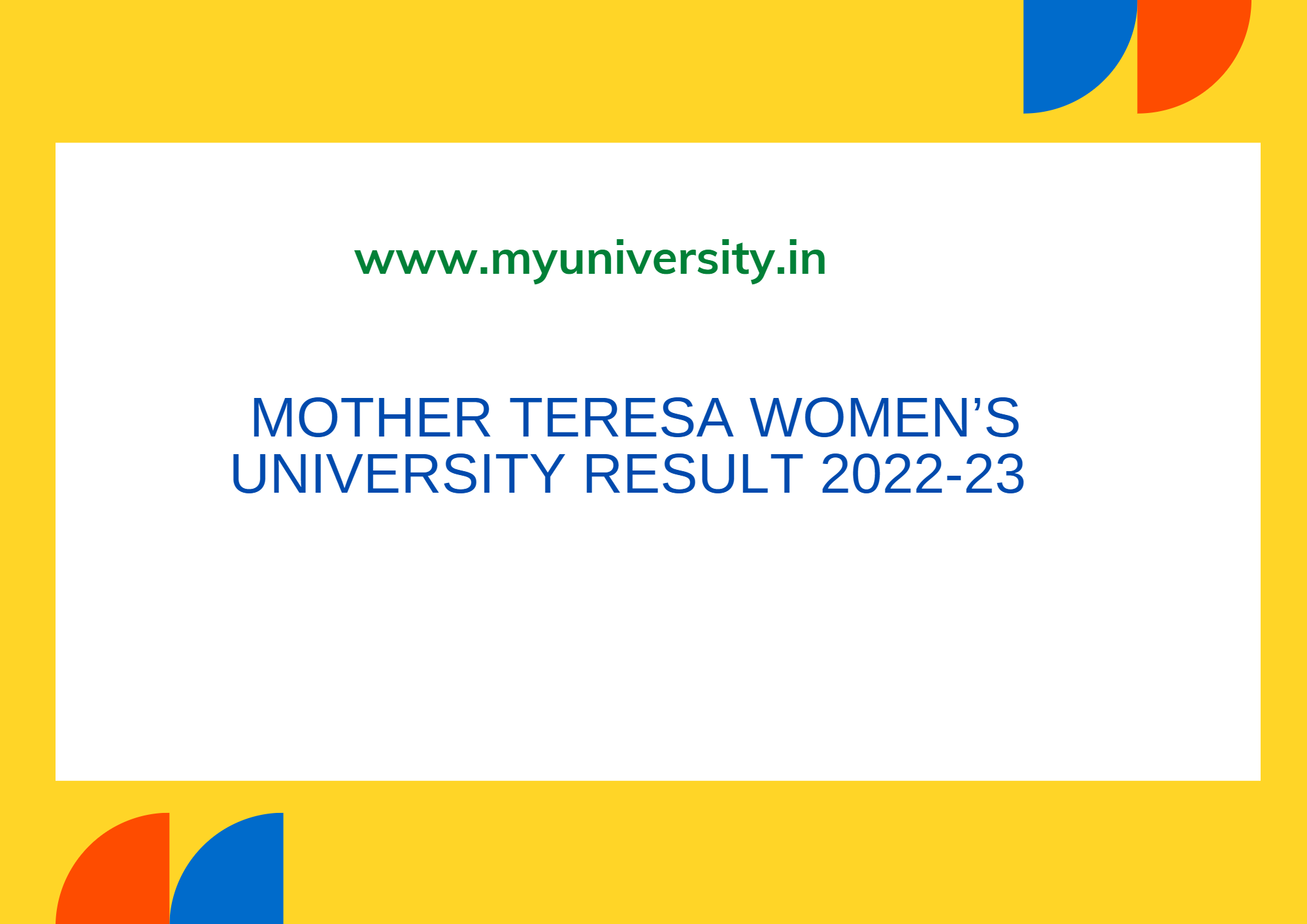 Mother Teresa Women’s University Nov Result 202223 MTWU UG PG Results