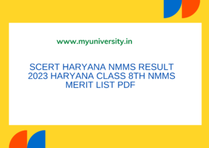 SCERT Haryana NMMS Result 2023 Merit List 2023   