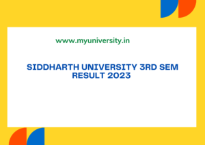 Siddharth University 3rd Sem Result 2023 at suksn.in Sem 3rd Result