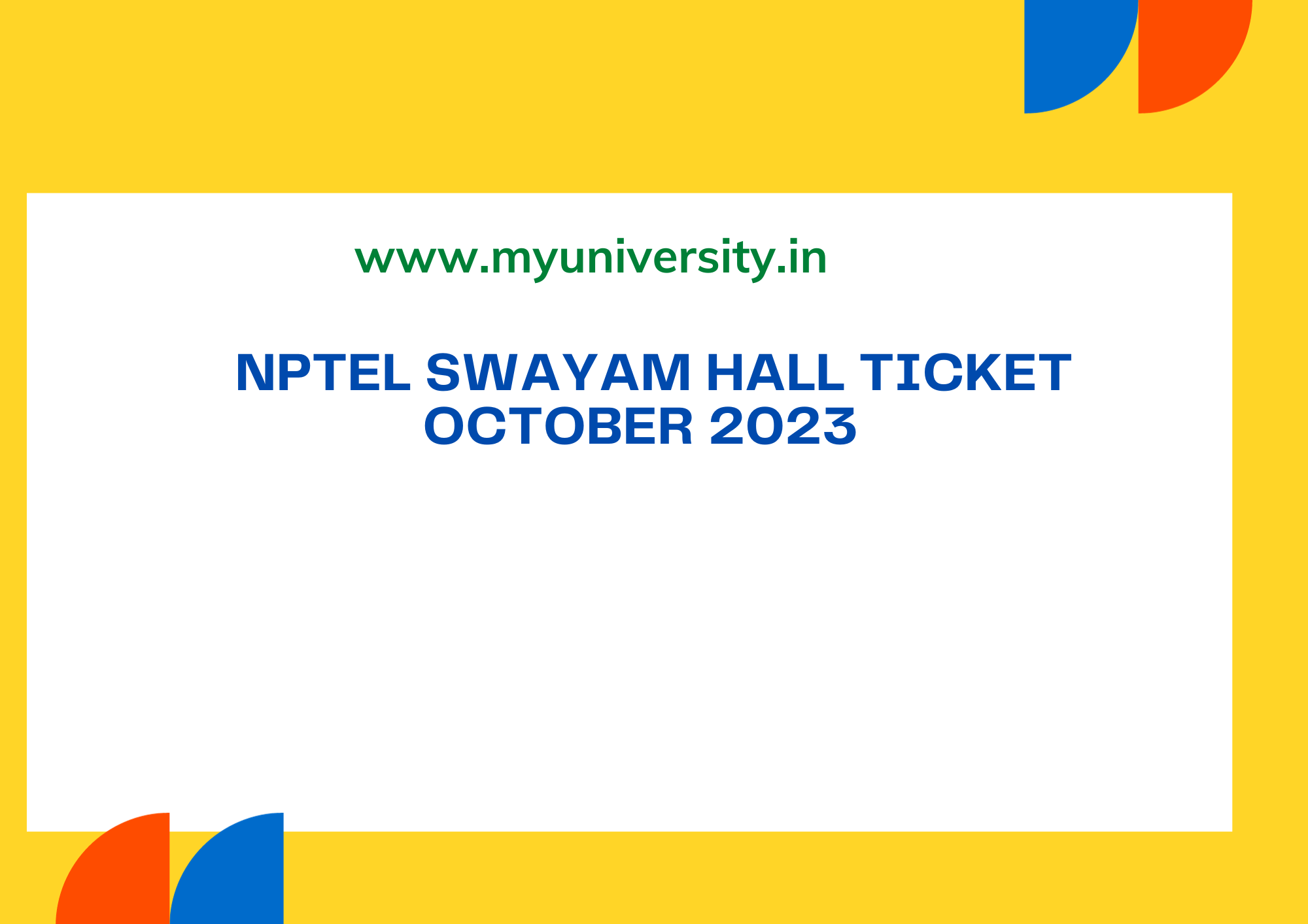 NPTEL SWAYAM Hall Ticket October 2023 nptel.ac.in Swayam Admit Card ...