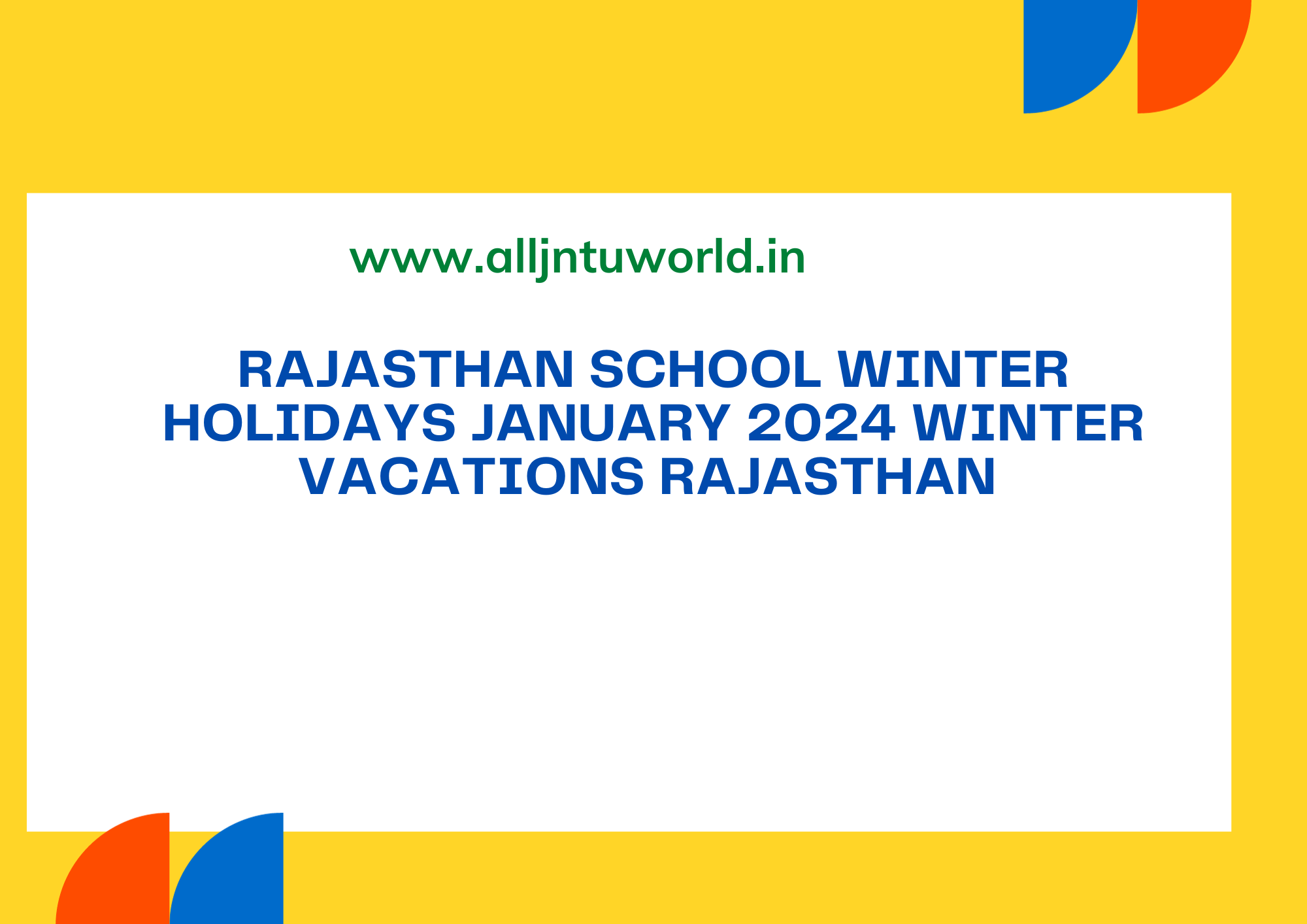 Rajasthan School Winter Holidays January 2024 Winter Vacations